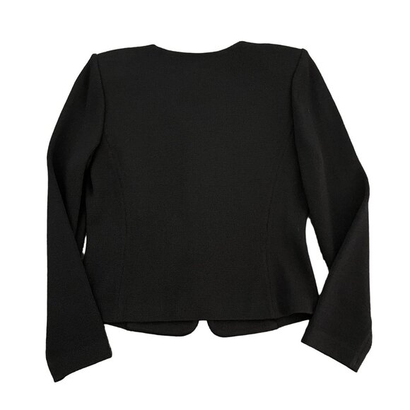 St. John Basics Knit Black Full Zip Top & Skirt Set Rhinestone Embellished, Sz 4 - Picture 3 of 12